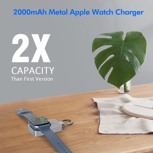 i.VALUX 2000mAh Portable Keychain Charger for Apple Watch Series 9/8/7/6/5/4/3/2, Wireless Travel USB C Charger