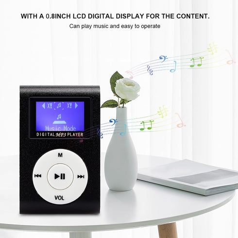 GOWENIC Mp3 1.8Inch Mp3 Mp3 3.5Mm Portable Player, Lcd Screen Mini Digital Music Player Metal Mini Clip Support Memory