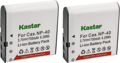 Kastar Battery (2-Pack) for Cas NP-40 & Cas Exilim EX-Z1000, EX-Z1050, EX-Z1080, EX-Z1200, EX-Z200, EX-Z30, EX-Z300,