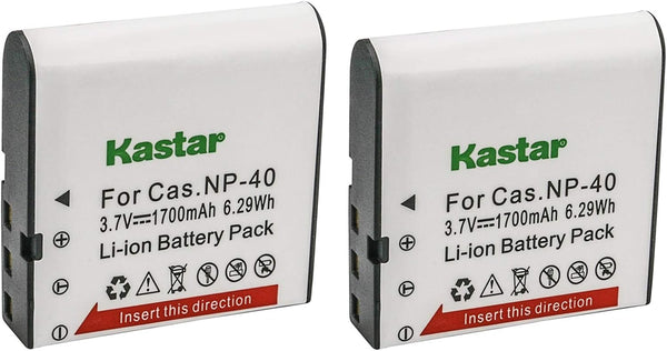 Kastar Battery (2-Pack) for Cas NP-40 & Cas Exilim EX-Z1000, EX-Z1050, EX-Z1080, EX-Z1200, EX-Z200, EX-Z30, EX-Z300,