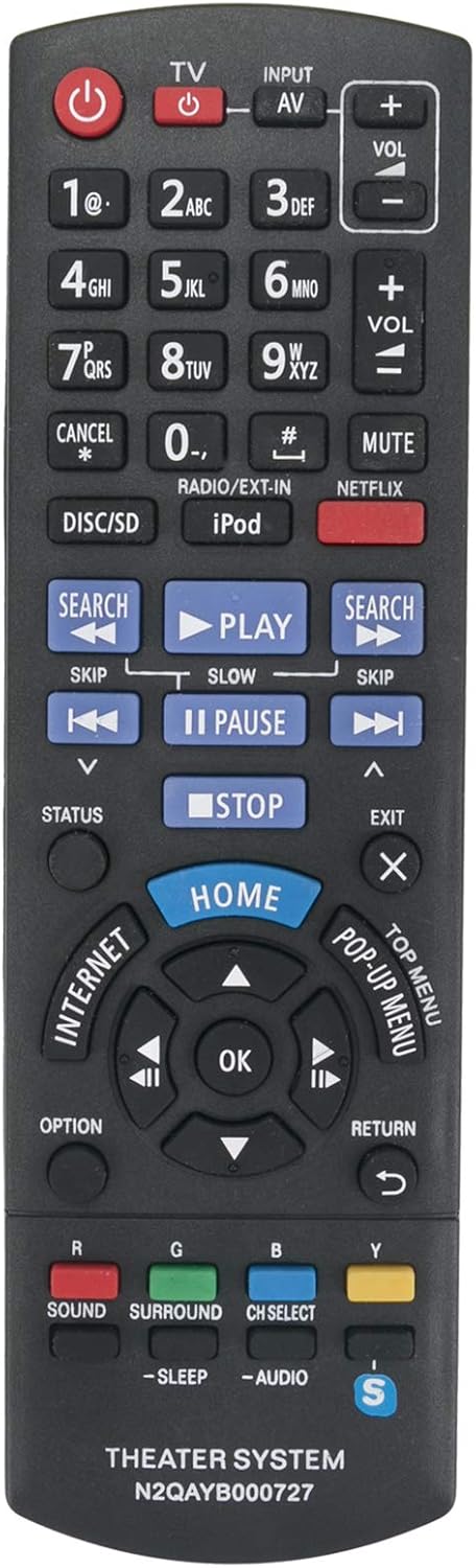 N2QAYB000727 Replace Remote Control for Panasonic Blu-ray Disc Home Theater Sound System SC-BTT196 SA-BTT190 SA-BTT195