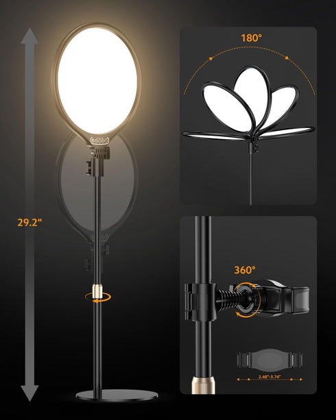 Ring Light with Stand for Zoom Meetings, 360° Rotate 10.5" Zoom Lighting for Video Calls and Live Streaming