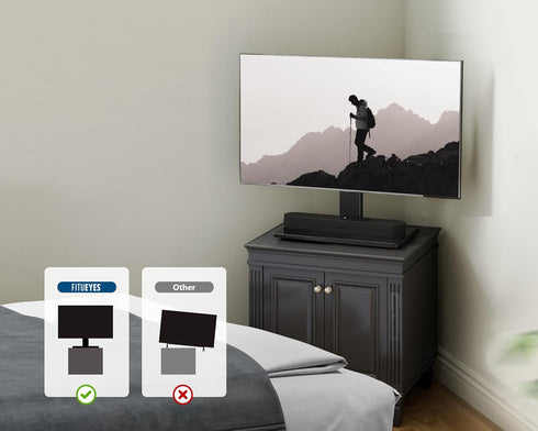 FITUEYES Universal TV Stand, Swivel Tabletop TV Stand for 28-55 Inch Flat Screens, Height Adjustable, Black