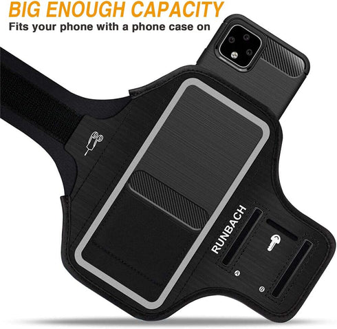 Running Armband for Google Pixel 8/7/6/6 Pro/5a/4XL/3a XL/3 XL, Exercise Case with Card Slot (Black)