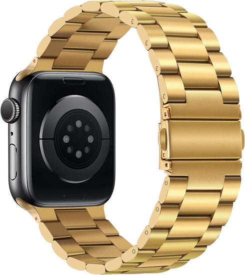 Tasikar Band Compatible with Apple Watch - 42mm Premium Stainless Steel Metal Replacement Strap, Gold