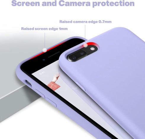 OTOFLY Premium Soft Silicone Rubber Full-Body Protective Bumper Case for iPhone 7/8 Plus (Light Purple)