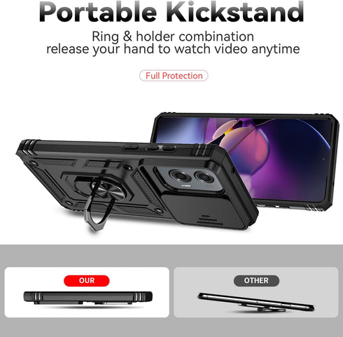 for Motorola Moto G Stylus 5G 2024 Case with Slide Camera Cover, HD Screen Protector, Magnetic Ring Holder
