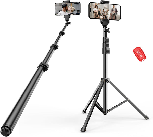 EMART Tripod for iPhone, Adjustable 52’’ Tall Portable Travel Stand, Cell Phone Tripod with Remote for Smartphone