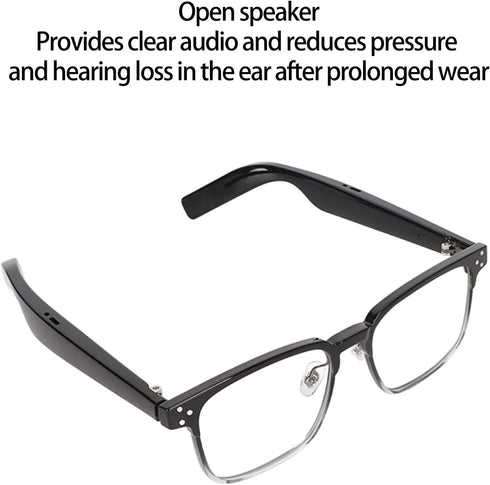 Smart Bluetooth Glasses, Open Ear Music Glasses for Men Women with Anti Blue Lens and Built-in Speakers