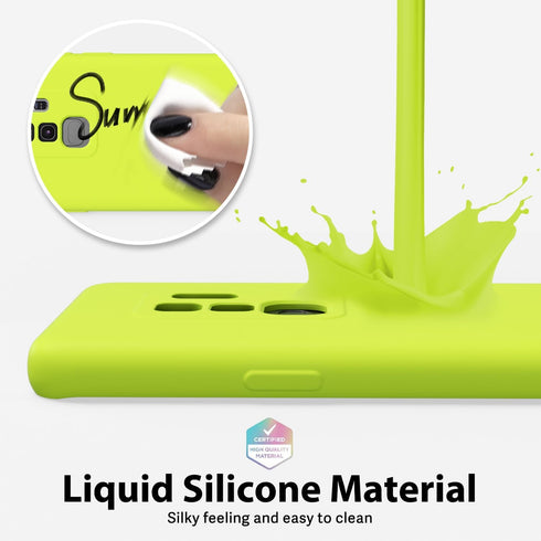 oakxco Samsung Galaxy S9 Plus Phone Case, Liquid Silicone, Cute Thin Slim Soft Rubber TPU Cover for Women - Lime Neon