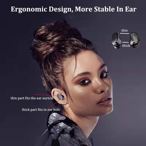 True Wireless Invisible Earbuds, Sleep Headphones with Microphone, USB-C Charge, IPX5 Waterproof, Touch Control