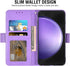 Asuwish Samsung Galaxy S23 FE 5G Wallet Case: Leather Flip, Tempered Glass Protector, Card Holder, Lanyard - Purple.