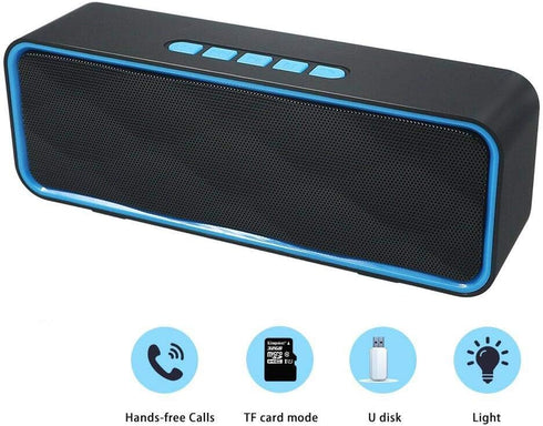 Wireless Bluetooth Speaker - AUX/USB/TF Card Slot, Outdoor Portable Stereo with HD Audio, Enhanced Bass, Dual-Driver,