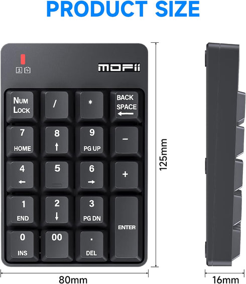MOFII Bluetooth 5.1 Wireless Numeric Keypad, Silent 19 Keys USB Keypads, Portable Financial Accounting Numpad for