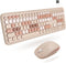 X9 Colorful Wireless Keyboard and Mouse Combo - 2.4Ghz - Cute Set for PC and Chrome (110 Keys, 18 Shortcuts, Brown)