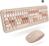 X9 Colorful Wireless Keyboard and Mouse Combo - 2.4Ghz - Cute Set for PC and Chrome (110 Keys, 18 Shortcuts, Brown)