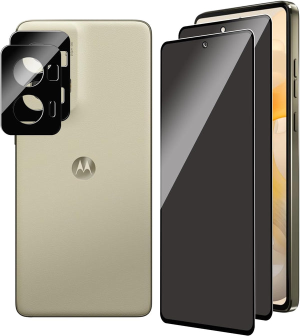2 Pack Privacy Screen Protector for Motorola G Stylus 2024, Anti-Spy Tempered Glass Film, Full Coverage, Camera Lens