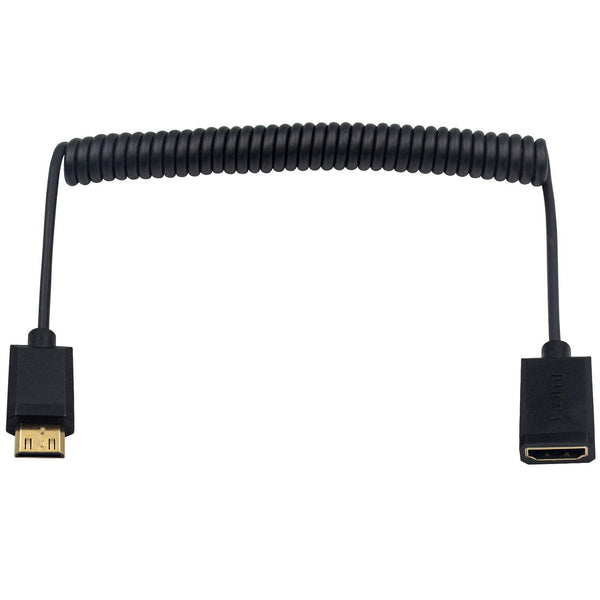 Duttek Mini HDMI to HDMI Cable, 1.8M/6 Feet Coiled Cable, Mini HDMI Male to HDMI Female Adapter, Supports 1080P Full HD