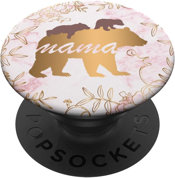 PopSockets Standard PopGrip: Mama Bear with 2 Cubs, Women Cell Phone Accessory, Mothers Day Gift