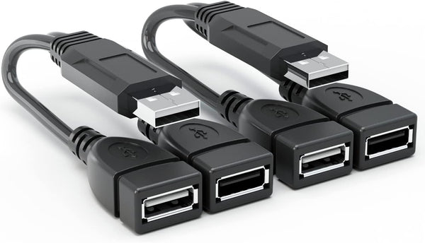 USB Cable, 2-Port USB 2.0 Male to Female Splitter, High-Speed Charging & Data Transfer for Laptop, Car, Mac, TV, PC,