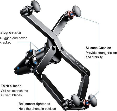 OATSBASF Car Phone Holder Mount 2023 Upgrade Gravity Car Phone Mount, Hands Free Phone Holder, Gravity Air Vent Car Mount, Suitable for Mobile Phones Under 7 inches (X01)