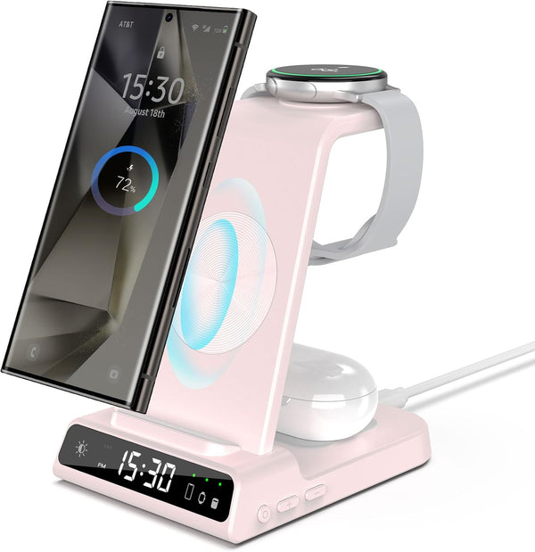 Wireless Charger for Samsung Galaxy S24 Ultra, Charging Station for Galaxy S23/S22/S21/Z Flip5/Note20, Watch Charger