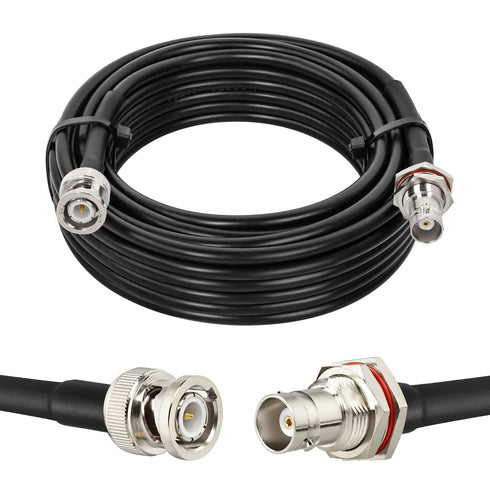 MOOKEERF BNC Cable - 20FT RG58 50 ohm Male to Female Coax