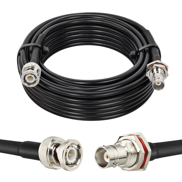 MOOKEERF BNC Cable - 20FT RG58 50 ohm Male to Female Coax