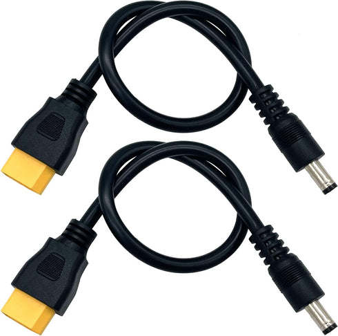 2Packs XT60 Adapter Cable, XT60 Male Bullet Connector to Male DC 5.5mm X 2.5mm Power Cable for FPV Monitor