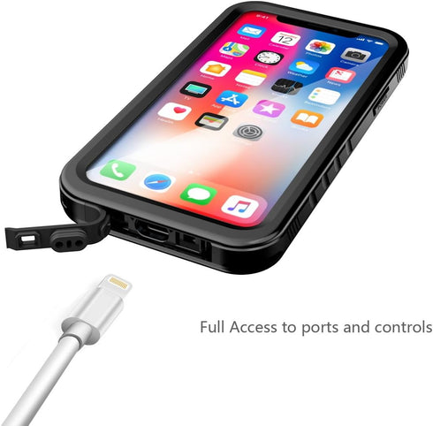 SPORTLINK Waterproof Case for iPhone X/iPhone Xs, Shockproof Snowproof Clear Slim Design (Black)