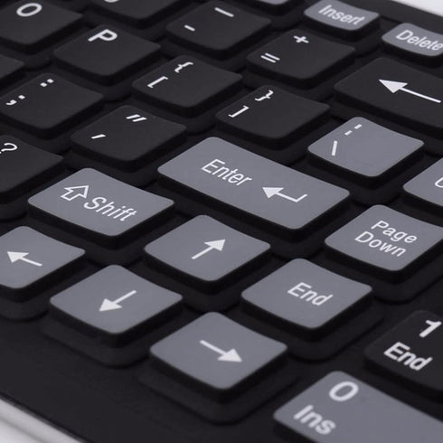 Wireless Silicone Keyboard, Portable Foldable Roll Up Soft Rubber Keyboard for PC, Laptop, and Travel (Black and Gray).