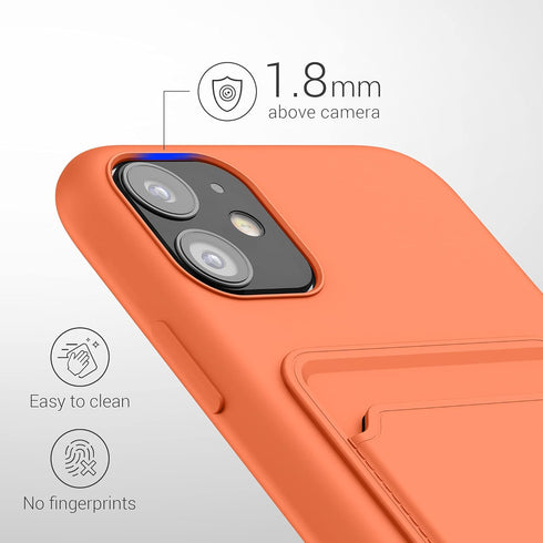 kwmobile Apple iPhone 11 Case - TPU Phone Cover with Credit Card Holder - Orange