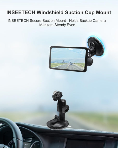 INSEETECH 5kg 360 Windshield Suction Mount for Backup Camera Monitor - Heavy-Duty Load Capacity, Metal Construction