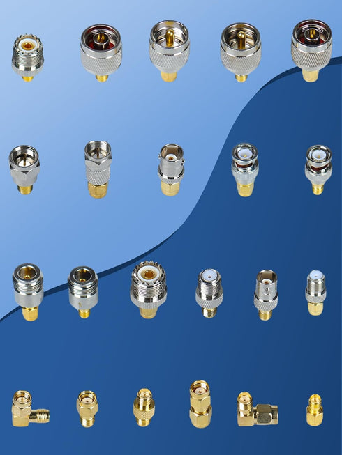 SMA Adapter Kit, 22 Type SMA to UHF PL259 SO239 BNC F Type N Coaxial Connector for SDR HT NanoVNA Scanner