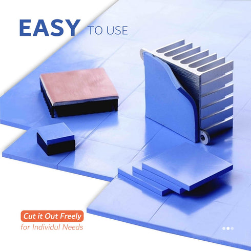 Thermal Pad 6W/mK 4 Pack, 100x100mm, 0.5mm, 1mm, 1.5mm, 2mm Silicone Cooling Pad, Non-Conductive Heat Resistance for