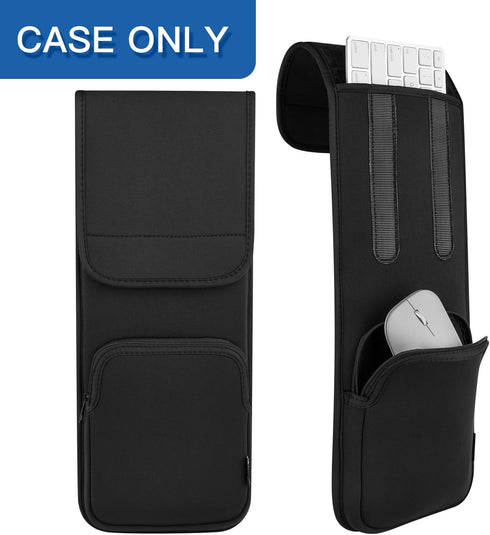 Keyboard Sleeve Travel Case for Wireless Slim Full-Size Keyboards (up to 17.7 Inches), 5.9" x 15.5" up to 5.9" x 17.7" Neoprene Protective Keyboard Case with Mouse Storage Pocket (Black)