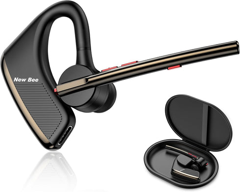 New bee Bluetooth Earpiece V5.2 Wireless Headset with 24Hrs Talktime, CVC8.0 Dual Mic Noise Cancelling for