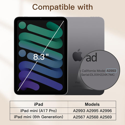 JETech Magnetic Case for iPad mini (2024 Model, 7th Generation) / mini 6 (2021 Model, 6th Generation) - Slim Smart