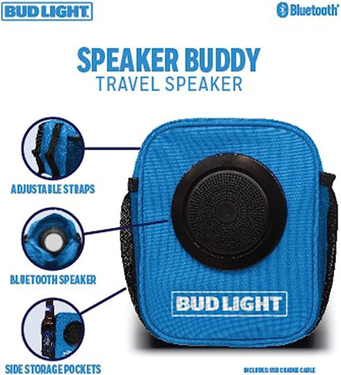 Bud Light Speaker Buddy Carry Organizer Pouch for Keys, Money, Phone, Beverage with Bluetooth Speaker for Beach Hiking