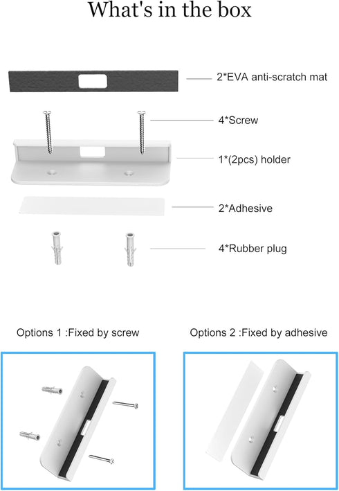 Wall Mount Tablet Holder for iPad Mini/Pro/Air, Samsung/Kindle/E-Reader, Adhesive or Screw Fixed Phone Holder for