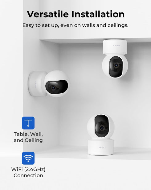 IMILAB C21 2.5K 2 Pack, 360 2.4GHz Security Camera Indoor Room Camera for Bedroom View, Pet Cam w/Phone App & Speaker
