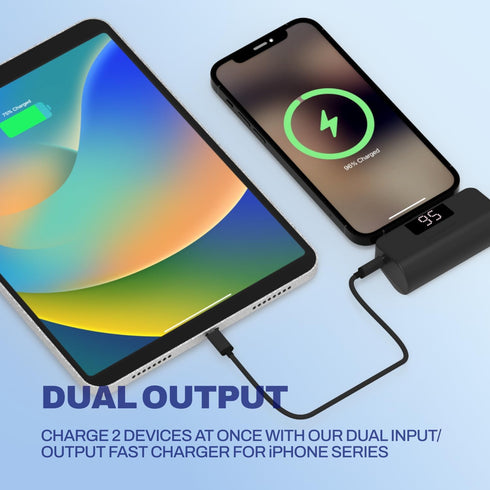 CHARGEWORX Portable Power Bank, 5,000 mAh Battery Capacity, Fast Charging, Small Compact Design, Black