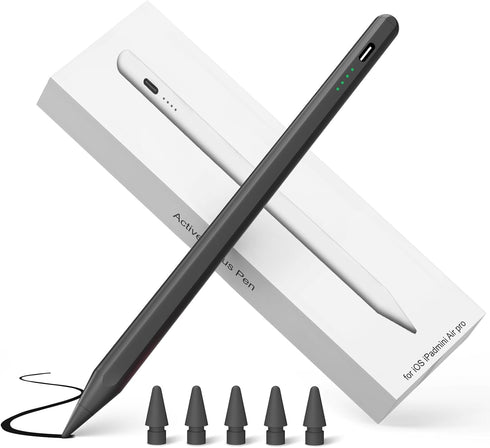 Black Stylus Pen for iPad, 35 Mins Fast Charging for Apple Pencil, Palm Rejection, Tilt Sensitivity, Works for