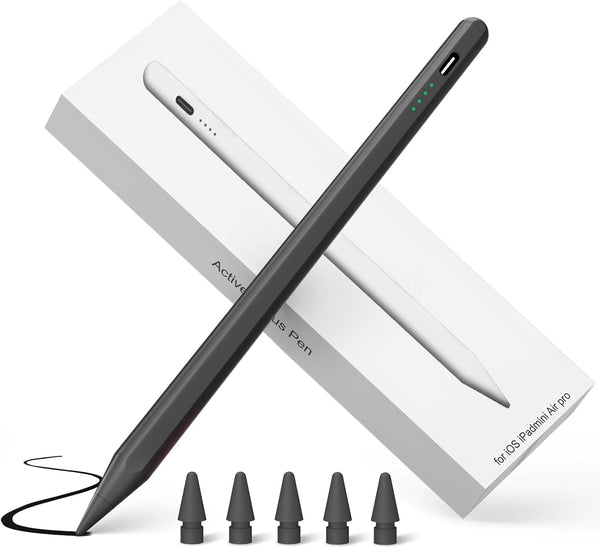 Black Stylus Pen for iPad, 35 Mins Fast Charging for Apple Pencil, Palm Rejection, Tilt Sensitivity, Works for