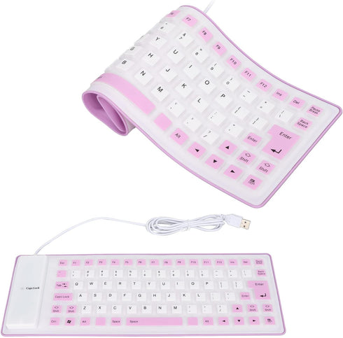 Silicone Foldable Flexible USB Wired Gaming Keyboard, 85 Keys, Waterproof, Dustproof, Roll-up Design for PC