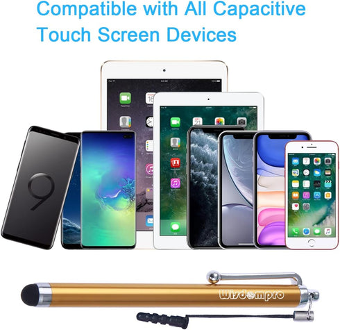 Wisdompro Stylus Pens for Touch Screens, 9 Pack with Lanyard Tether for iPad, iPhone, Samsung & All Devices