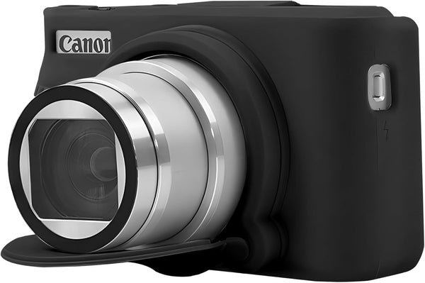 Canboc Black Silicone Case for Canon PowerShot SX740 SX730 Digital Camera, Soft Cover with Detachable Lens