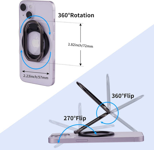 Magnetic Phone Ring Holder for MagSafe, Adjustable Kickstand for iPhone 15/14/13/12 Series, Removable for Charging