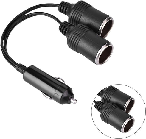 Dual Double Socket 12v Car Cigarette Lighter Adapter, Car Cigarette Lighter Splitter 12v 24v Charger Plug Male to 2-Way