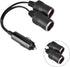 Dual Double Socket 12v Car Cigarette Lighter Adapter, Car Cigarette Lighter Splitter 12v 24v Charger Plug Male to 2-Way